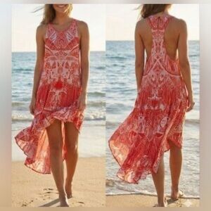 Free people la mar hot coral combo high low dress
